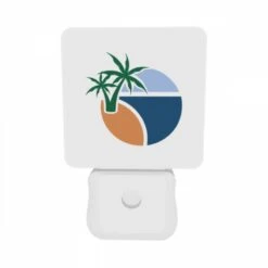 Night Light Set Of 2, A Green Palm Tree Is Growing Out Of A Blue Circle. -Cute Night Light Shop 4e3a10d63879fcab1294360b8a2dd82a6d2b95d2