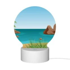 Round Acrylic Night Light, A Cartoon Beach Scene With A Palm Tree -Cute Night Light Shop 4e425d19fdc8ce7146f1561843f5e954aab00c1e
