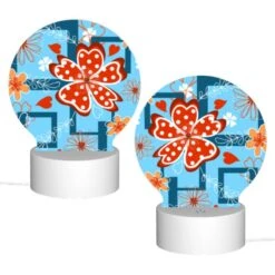 Round Acrylic Night Light, A Red Flower With White Polka Dots Is Surrounded By Other Flowers. 3 Round Acrylic Night Light, A Red Flower With White Polka Dots Is Surrounded By Other Flowers. -Cute Night Light Shop 4e621cbd18e7cdff83ecb2db317d65e5e9ec554e