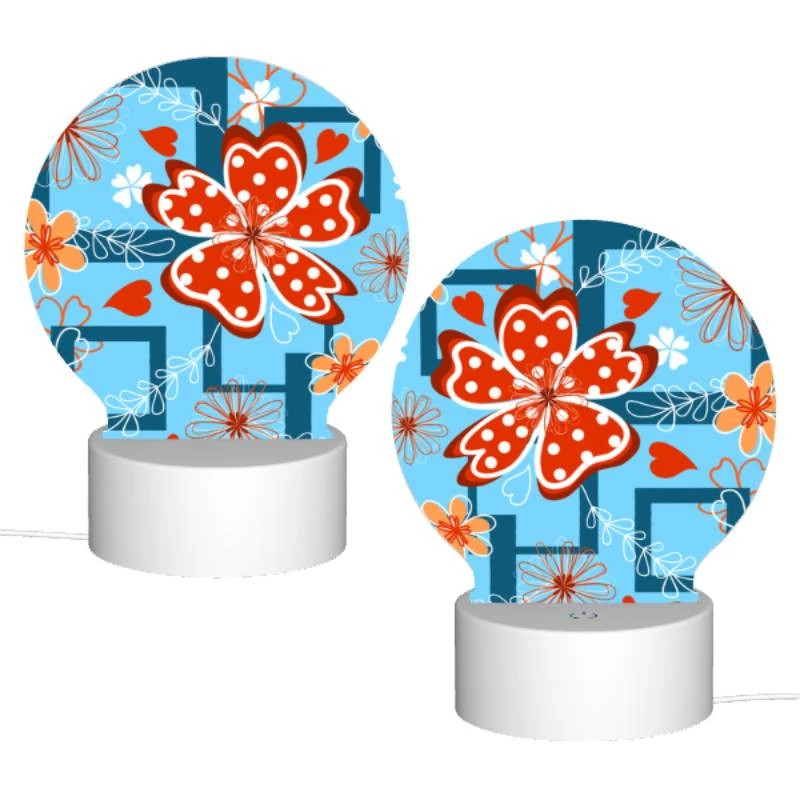 Round Acrylic Night Light, A red flower with white polka dots is surrounded by other flowers. Round Acrylic Night Light, A Red Flower With White Polka Dots Is Surrounded By Other Flowers. -Cute Night Light Shop 4e621cbd18e7cdff83ecb2db317d65e5e9ec554e
