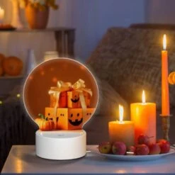 Round Acrylic Night Light, A Box Of Pumpkins With A Bow On Top. -Cute Night Light Shop 4e9eeb23433f6e6719d17729c0bc8ca6b59f7db7