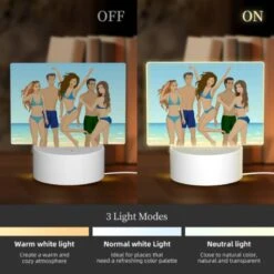Rectangular Acrylic Night Light, Four People Are Standing On A Beach -Cute Night Light Shop 4f2b7fb16eda546956d1c02fb4b2c96970c29095