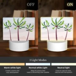 Rectangular Acrylic Night Light, Three Palm Trees Are Standing In The Sand. -Cute Night Light Shop 4f3ac121e6b52823c65144212377a2066eab0bb7