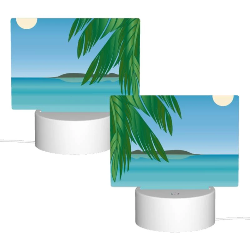 Rectangular Acrylic Night Light, A beautiful beach scene with a palm tree and a moon in the sky. Rectangular Acrylic Night Light, A Beautiful Beach Scene With A Palm Tree And A Moon In The Sky. -Cute Night Light Shop 4f9822692d2bc54859cf67811d62d28340622114