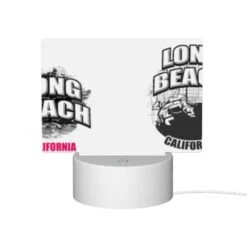 Rectangular Acrylic Night Light, A Black And White Image Of A Beach With The Words "Long Beach" Written On It. -Cute Night Light Shop 4fa89a4be350e14bc432aa728ccb78c375ba5077
