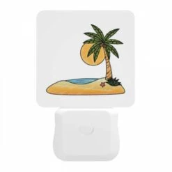 Night Light, A Cartoon Drawing Of A Palm Tree On A Beach. -Cute Night Light Shop 4fb3a809a90421caa31fea5bfcb7d0a9c078c7d2