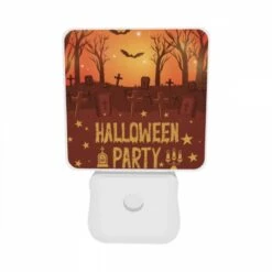 Night Light Set Of 2, A Halloween Party Is Advertised With A Spooky Scene Of Graves And Bats. 9 Night Light Set Of 2, A Halloween Party Is Advertised With A Spooky Scene Of Graves And Bats. -Cute Night Light Shop 4ff7e8beab2f734251995911e970230a54b78663