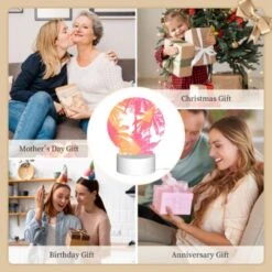 Round Acrylic Night Light, A Colorful Palm Tree With Pink And Orange Hues. -Cute Night Light Shop 503f3774aa64e1be0d4bec68fc443855b70c87f6