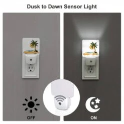 Night Light, A Cartoon Drawing Of A Palm Tree On A Beach. -Cute Night Light Shop 506e785eb4eca3b08df6f56f202a78bcd6ad4b17