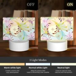 Rectangular Acrylic Night Light, A Colorful Floral Pattern With A Variety Of Colors And Shapes. -Cute Night Light Shop 51bcb5f4e0306f1735010264b40de9d0d71b8e04