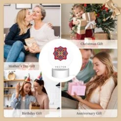 Round Acrylic Night Light, A Colorful Round Ornament With A Design On It. -Cute Night Light Shop 520da0ecb2bbc29c7da95cfe5eaaf4c44783b3d0