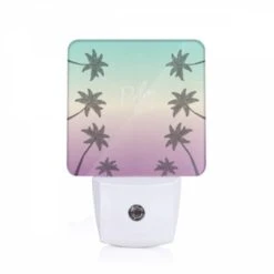 Night Light, A Colorful Beach Scene With A Purple And Blue Background.