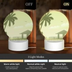 Round Acrylic Night Light, A Woman Stands On A Pier 4 Round Acrylic Night Light, A Woman Stands On A Pier -Cute Night Light Shop 52ad48b3153edc68256cf25e35a2be1dd901f317