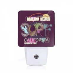 Night Light, A Colorful Poster Advertising A Surf Session At Malibu Beach.