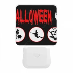 Night Light, A Halloween Sign With Four Different Images Of Witches And Bats. -Cute Night Light Shop 52f54a4f68d1cf5c5c080ebafb6679632d451b3e