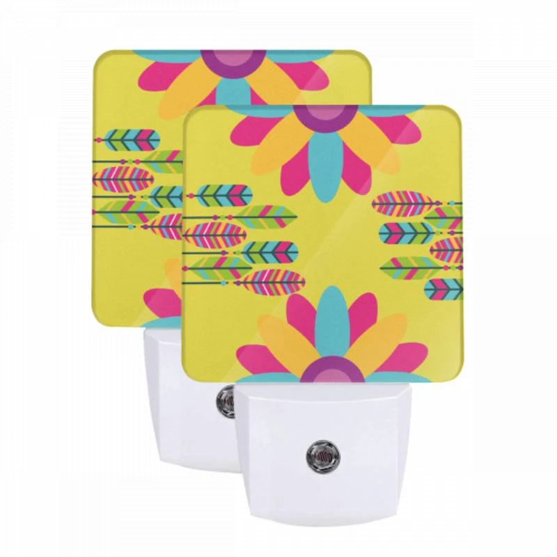 Night Light Set of 2, A colorful flower with a purple center and yellow petals. Night Light Set Of 2, A Colorful Flower With A Purple Center And Yellow Petals. -Cute Night Light Shop 533f256eedbb7ac02ef42fc575855b9c2d6b6a3f