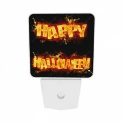 Night Light Set Of 2, A Firey Sign That Says "Happy Halloween". -Cute Night Light Shop 5365876e78cbf4ccc2c6a5b402869666dec64528