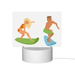Rectangular Acrylic Night Light, A Cartoon Of A Man And A Woman Surfing. -Cute Night Light Shop 5397f7651acbc055f9642cc58471bf85e5bc2516