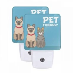 Night Light Set Of 2, Two Cats Are Sitting Next To Each Other