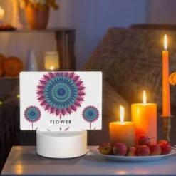 Rectangular Acrylic Night Light, A Colorful Flower With A Purple Background. -Cute Night Light Shop 53f9359ecc292718f44c44e191d86e6ae23bb8be