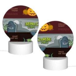 Round Acrylic Night Light, A Halloween Party Is Depicted In A Cartoon Style. -Cute Night Light Shop 548f069092c5c5c937817a3b75e5bd157578e1ef