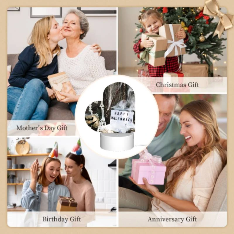 Love Acrylic Night Light, A skeleton and a pumpkin are placed next to a sign that reads "Happy Halloween." Love Acrylic Night Light, A Skeleton And A Pumpkin Are Placed Next To A Sign That Reads "Happy Halloween." -Cute Night Light Shop 54b4815018195123f1cff7797b3948fa7f1abd7a