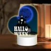 Love Acrylic Night Light, A Spooky Halloween Scene With A Haunted House And A Moon In The Background.