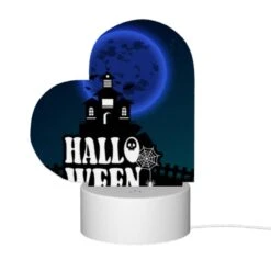 Love Acrylic Night Light, A Spooky Halloween Scene With A Haunted House And A Moon In The Background. -Cute Night Light Shop 54d860636ec573103fa3c601dde95c8feacc8356