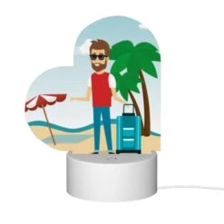 Love Acrylic Night Light, A Man With A Red Shirt And Sunglasses Is Standing On A Beach With A Suitcase. 11 Love Acrylic Night Light, A Man With A Red Shirt And Sunglasses Is Standing On A Beach With A Suitcase. -Cute Night Light Shop 550308ed1d0d0dfe3f2b72387b0b6742d35c21a3