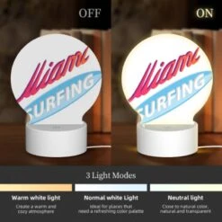 Round Acrylic Night Light, A Logo For Miami Surfing. -Cute Night Light Shop 55635723584c5e1f59ae3fdd65cf6c4573200861