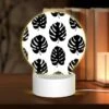 Round Acrylic Night Light, A Pattern Of Leaves On A Black And White Background. -Cute Night Light Shop 56f1bc4c8eadf4a2f56c69b1f947e5531455011e