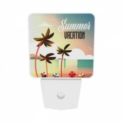 Night Light Set Of 2, A Colorful Beach Scene With Palm Trees And A Sunny Sky. -Cute Night Light Shop 571d576a45a1b62b7d0af9958b6a769736cabcaf