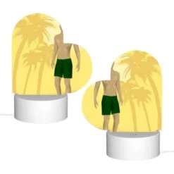 Love Acrylic Night Light, A Man Is Standing In Front Of A Sunset With A Green Pair Of Shorts On. -Cute Night Light Shop 57b7c75568f9b3b772de56a2423d6e941897ac76
