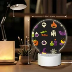 Round Acrylic Night Light, A Collection Of Halloween Icons -Cute Night Light Shop 5800f30ae6dcea4b71c16ffcc5a79b511358dfd0