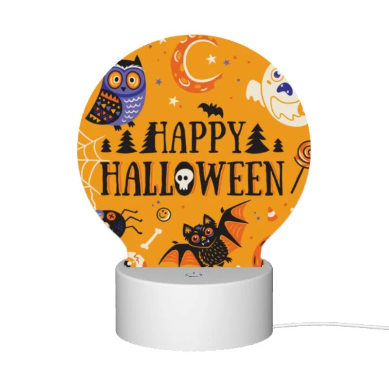 Round Acrylic Night Light, A colorful Halloween poster with various creepy and spooky characters. Round Acrylic Night Light, A Colorful Halloween Poster With Various Creepy And Spooky Characters. -Cute Night Light Shop 586083f91035d8f3f81a1382db0f1e92fc219af4