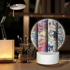 Round Acrylic Night Light, Four Different Colored Designs Of Swirls And Patterns. -Cute Night Light Shop 59244836c0ef31a821da91fe6c748cc8e87f9110