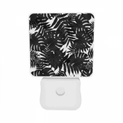 Night Light Set Of 2, A Pattern Of Leaves On A Black And White Background. -Cute Night Light Shop 5a53de9c5af057e5a1477fdc934678abd1a3086e