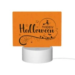 Rectangular Acrylic Night Light, A Colorful Orange Sign That Says "Happy Halloween" With A Witch On A Broom. -Cute Night Light Shop 5a8f0c31e323479d3b5a1c1afa56cc720801f62c
