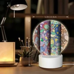 Round Acrylic Night Light, Four Different Colored Paintings Of A Flower. -Cute Night Light Shop 5b0328f4c0279cc25942a6dca543eda2f510b235