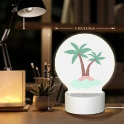 Round Acrylic Night Light, A Cartoon Image Of A Palm Tree On A Small Island. -Cute Night Light Shop 5b5de193cf66932989fbc2d72d678f677982d721