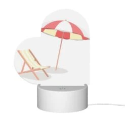 Love Acrylic Night Light, A Colorful Umbrella Is Open And Placed Over A Striped Lounge Chair. 11 Love Acrylic Night Light, A Colorful Umbrella Is Open And Placed Over A Striped Lounge Chair. -Cute Night Light Shop 5c253265a7307795edd10a55aaf9ad084124d975