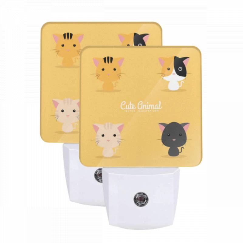 Night Light Set of 2, Four different colored cats are shown in a row. Night Light Set Of 2, Four Different Colored Cats Are Shown In A Row. -Cute Night Light Shop 5c6734217476d8268632817d94b63bf501b1155a