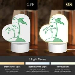 Love Acrylic Night Light, A Green Palm Tree With Two Trunks. -Cute Night Light Shop 5c84fc91b49b783fc6ad47b584125192bb229699