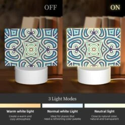 Rectangular Acrylic Night Light, A Blue And White Patterned Design. -Cute Night Light Shop 5d8b7acb2ca3e4ab29f09b89fbf62b3314eada18