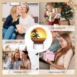 Round Acrylic Night Light, A Sunset With Two Palm Trees In The Foreground. 9 Round Acrylic Night Light, A Sunset With Two Palm Trees In The Foreground. -Cute Night Light Shop 5debb004890371e9d78eb6ec3d1a26f9b32fa4fe