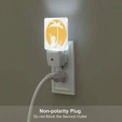 Night Light Set Of 2, A Yellow Circle With A Toothbrush And A Palm Tree. -Cute Night Light Shop 5e89ec0d466009a84643b3a8a8f74fdee7e732e7