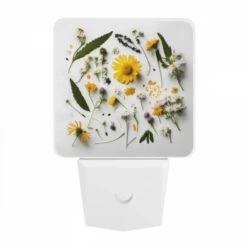 Night Light, A Collection Of Flowers And Leaves On A White Background. -Cute Night Light Shop 5ea6851ab13a6966a83abf3d5effc7f848305943