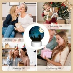 Round Acrylic Night Light, A Spooky Scene With A Full Moon And A Bunch Of Skeletons. -Cute Night Light Shop 5eb9b2d94d73ab2ded384d97ea9856169e10e8f1