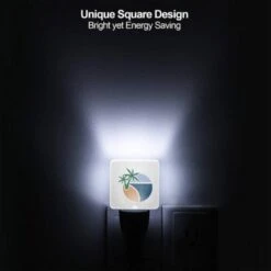 Night Light Set Of 2, A Green Palm Tree Is Growing Out Of A Blue Circle. -Cute Night Light Shop 5fd9f8653df5d30de0499ab19c83e2cb0782d6f6