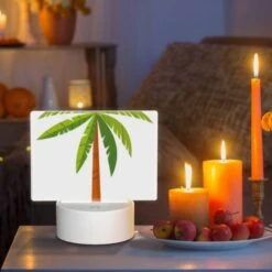 Rectangular Acrylic Night Light, A Green And Orange Palm Tree. -Cute Night Light Shop 604e34bb7bb27845dfab7cfcbd617bf41ce52d78